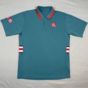 Uniqlo Kei Nishikori Mens Tennis Polo Shirt Sz Medium Blue C3